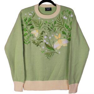 Morningwitch Embroidered Sweater in Moth & Fern - S